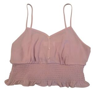 Pink Rose Blush Smocked Crop Tank Top Size M